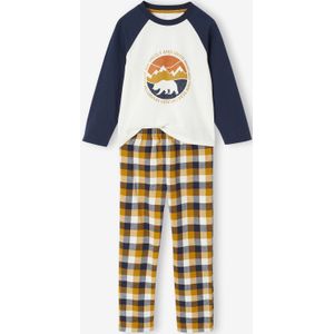 Flanellen jongenspyjama Beer okergeel