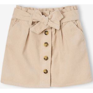 Paperbag-rok van ribfluweel goudbeige