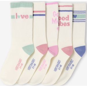 Set van 5 Paar Sportsokken - Ecru - Meisjes