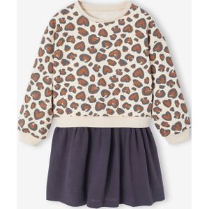 Jurk 2-in-1 van molton en katoenen gaas antraciet