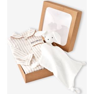 Babyslaappakje set in flanel + knuffels beige