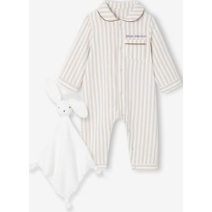 Babyslaappakje set in flanel + knuffels beige