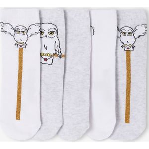 Set van 5 paar kniekousen HARRY POTTER Glitter Hedwig wit