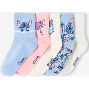 Set van 5 paar Disney Lilo & Stitch kniekousen voor meisjes hemelsblauw