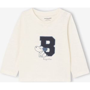 T-shirt baby met lange mouwen en print op de voorkant ecru