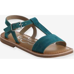 Leren sandalen voor meisjes, collectie kleuterschool turquoiseblauw