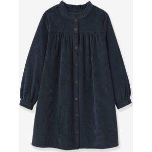 Meisjesjurk in wafel fluweel CYRILLUS blauw