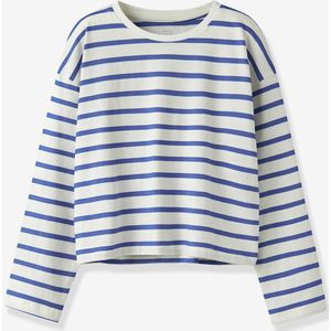 Meisjeskleding blauw, gestreept