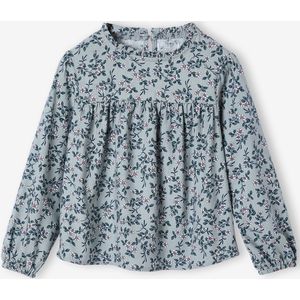 Blouse met bloemmotieven voor meisjes grijsblauw