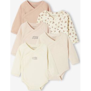 Set van 5 body's met opening voor pasgeborenen lichtroze