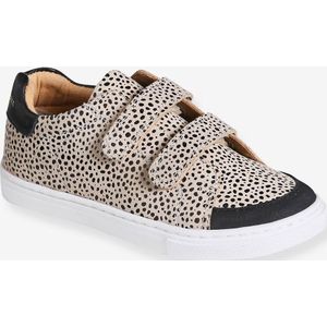 Meisjessneakers met luipaardprint beige, bedrukt