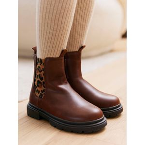 Laklaarzen met rits en elastiek meisjes bruin