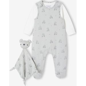 3-delige babyset met babypakje + body + knuffels blauwgroen