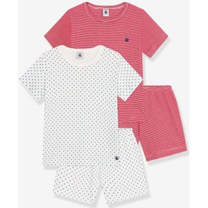 Set van 2 pyjamashorts voor jongens PETIT BATEAU rood, gestreept