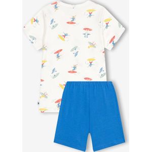 Korte pyjama met surfermotieven voor kinderen PETIT BATEAU wit