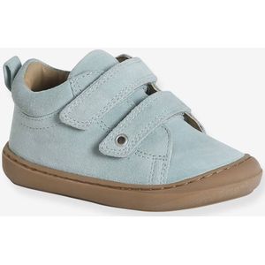 Zachte lederen baby-slofjes voor de eerste stapjes turquoiseblauw