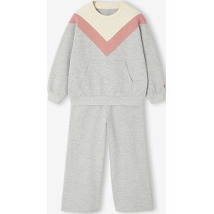 Meisjesset met broek en trui gemêleerd grijs