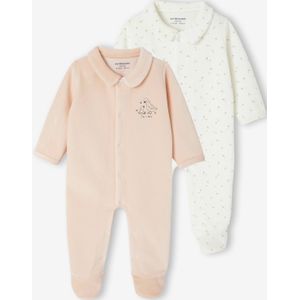 2-delige babyset in fluweel/velours rozen