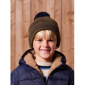 Geruite jongens babyset muts + snood + wanten/handschoenen kaki