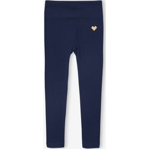 Sportlegging in ribstof zonder naad voor meisjes marineblauw
