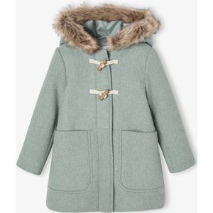 Duffel - Groengrijs - Met Capuchon - Van Wol - Houtje-touwtjeknopen