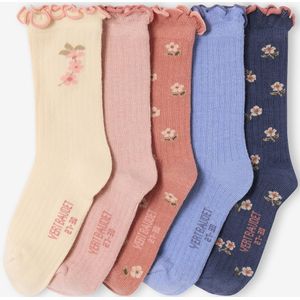 Set van 5 paar sokken "fleurettes" meisje rouge