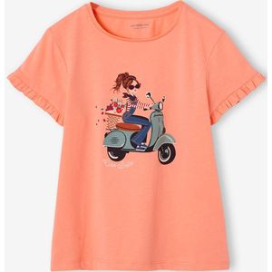 Meisjes T-shirt "fiets" koraal