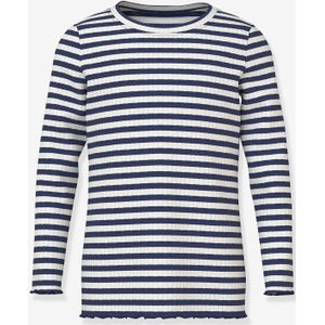 T-shirt met lange mouwen met glitterende harten NMFVEMMA meisje NAME IT Slim-Fit blauw, gestreept