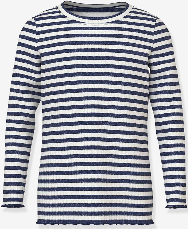 T-shirt met lange mouwen met glitterende harten NMFVEMMA meisje NAME IT Slim-Fit blauw, gestreept