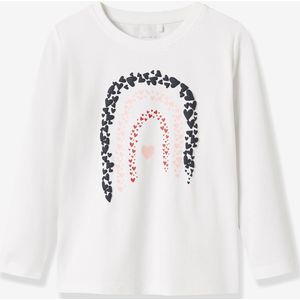 T-shirt met lange mouwen voor meisjes NMFLIRA NAME IT, boxy pasvorm wit