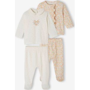 Vertbaudet - Set van 2 - Babypyjama's - Katoenjersey - Gebloemd en Effen