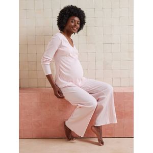 Set van 2-delige pyjama voor zwangerschap en borstvoeding in ribfluweel lichtroze