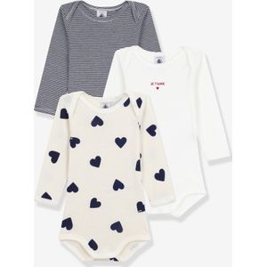 PETIT BATEAU - Rompertjes - Blauw - Katoen - Set van 3
