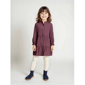 Jurk met stippen in katoenen gaas voor meisjes pruim