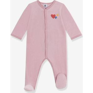 PETIT BATEAU - Babypyjama - Roze - Katoen - Effen met Hartjes