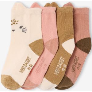 Set van 4 paar sokken "dieren" baby rozen