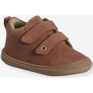 Babyslofjes van zacht leer met antislip okergeel