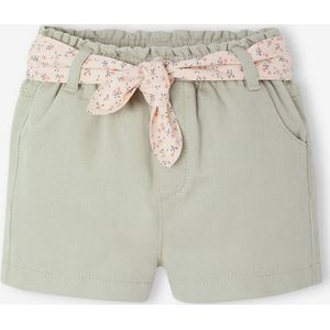 Kort papieren tasje met riem voor baby groengrijs