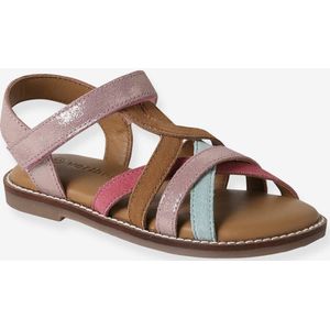 Sandalen met klittenband van leer voor kinderen, kleuterschoolcollectie meerkleurig
