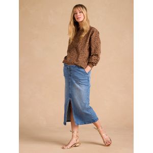 Lange zwangerschapsrok met split vooraan ENVIE DE FRAISE middenblauw