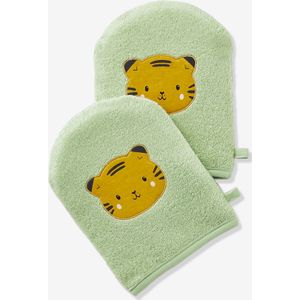 Set van 2 washandjes Panda groen