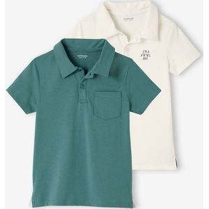 Set van 2 - Polo's - Blauwgroen - Korte Mouwen - Jongens