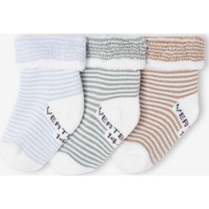 Set van 3 paar gestreepte sokken voor baby hemelsblauw