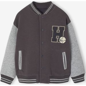 Teddy-sweatshirt in fleece voor jongens met lusbadge. antraciet