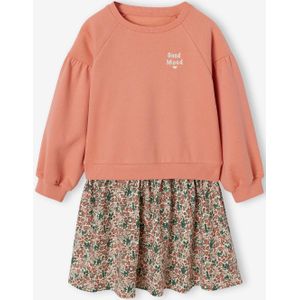 Meisjesjurk van bimateriaal koraal