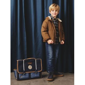 Windjack met capuchon en sherpavoering voor jongens karamel