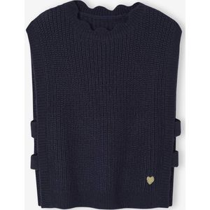 Mouwloze meisjestrui met versieringen marineblauw