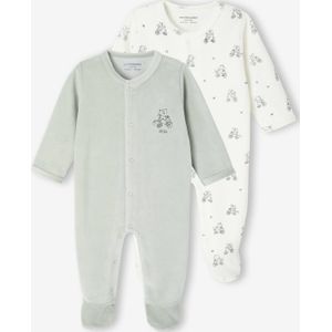 2-delige babyset in fluweel/velours blauwgroen