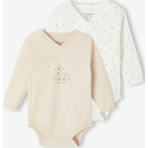 Set van 2 body's met lange mouwen en opening voor pasgeborenen rozen