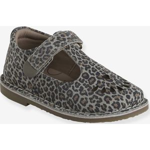 Leren meisjes sandalen kleutercollectie beige, bedrukt